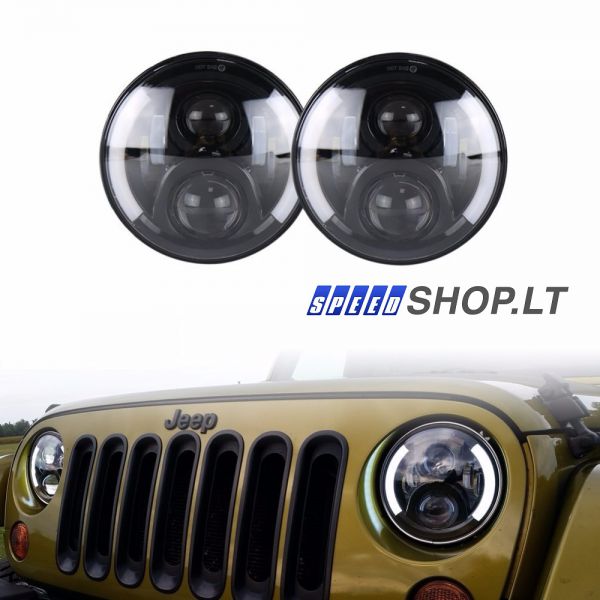 Jeep Wrangler priekiniai LED žibintai 3